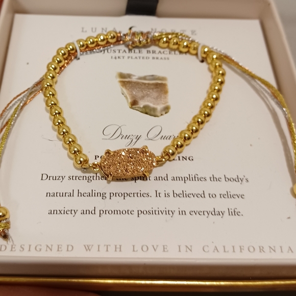 LUNA NORTE DRUSY QUARTZ  ADJUSTABLE BRACELET ONE SIZE FITS ALL NEW IN BOX - Picture 7 of 13